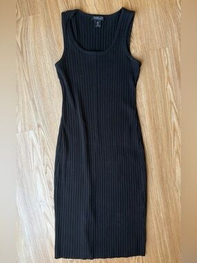 Rachel Pally Black Ribbed Sleeveless Midi Dress Small